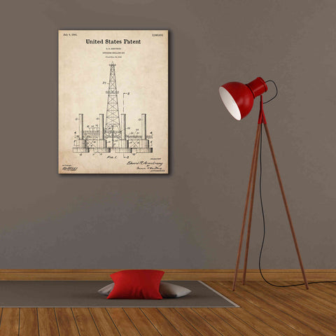 Image of 'Drilling Rig Blueprint Patent Parchment,' Canvas Wall Art,26 x 34