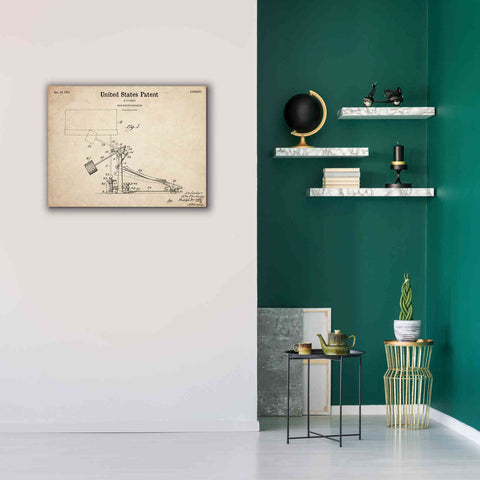 Image of 'Drum Beating Mechanism Blueprint Patent Parchment,' Canvas Wall Art,34 x 26