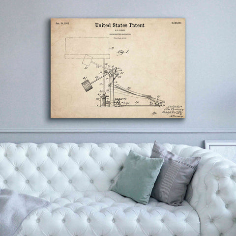 Image of 'Drum Beating Mechanism Blueprint Patent Parchment,' Canvas Wall Art,54 x 40