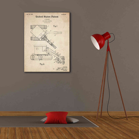 Image of 'Pull Shovel Excavator Blueprint Patent Parchment,' Canvas Wall Art,26 x 34