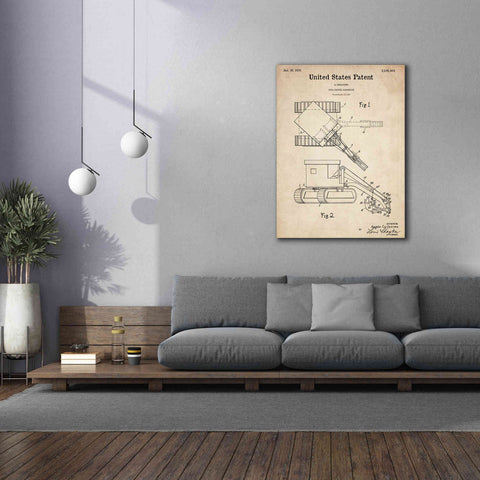 Image of 'Pull Shovel Excavator Blueprint Patent Parchment,' Canvas Wall Art,40 x 54