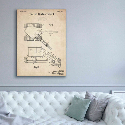 Image of 'Pull Shovel Excavator Blueprint Patent Parchment,' Canvas Wall Art,40 x 54