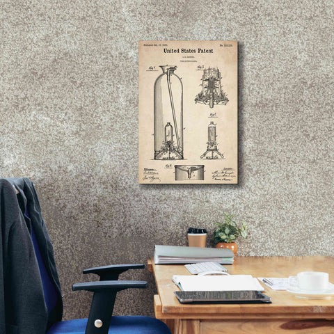 Image of 'Fire Extinguisher Blueprint Patent Parchment,' Canvas Wall Art,18 x 26