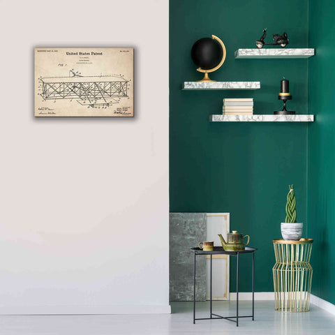 Image of 'Wright Bros. Flying Machine Blueprint Patent Parchment,' Canvas Wall Art,26 x 18