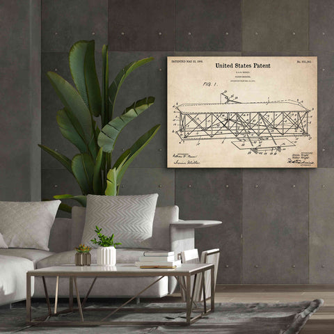 Image of 'Wright Bros. Flying Machine Blueprint Patent Parchment,' Canvas Wall Art,54 x 40