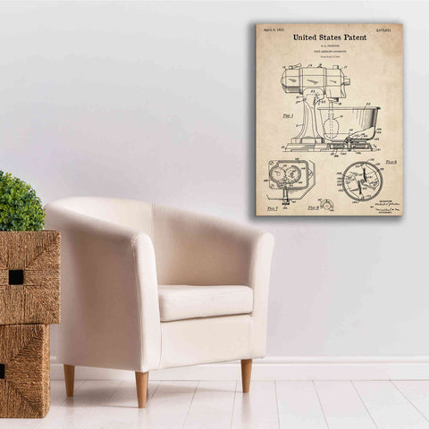 Image of 'Kitchen Mixer Blueprint Patent Parchment,' Canvas Wall Art,26 x 34