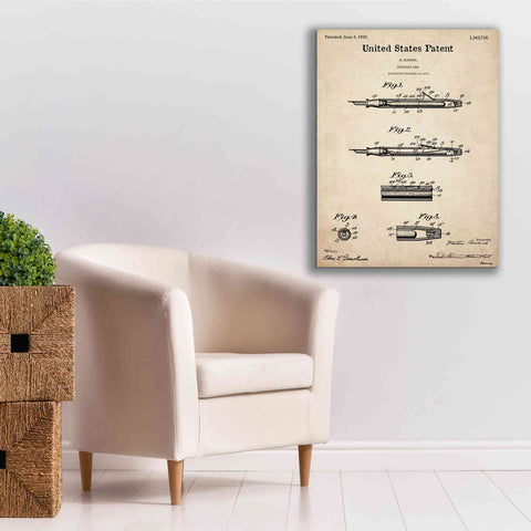 Image of 'Fountain Pen Blueprint Patent Parchment,' Canvas Wall Art,26 x 34