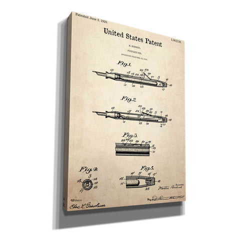Image of 'Fountain Pen Blueprint Patent Parchment,' Canvas Wall Art,12x16x1.1x0,18x26x1.1x0,26x34x1.74x0,40x54x1.74x0