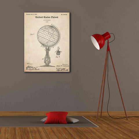 Image of 'globe Blueprint Patent Parchment,' Canvas Wall Art,26 x 34