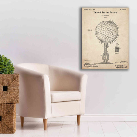Image of 'globe Blueprint Patent Parchment,' Canvas Wall Art,26 x 34
