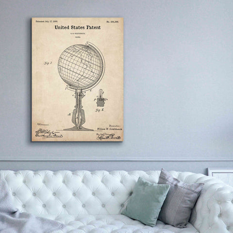 Image of 'globe Blueprint Patent Parchment,' Canvas Wall Art,40 x 54