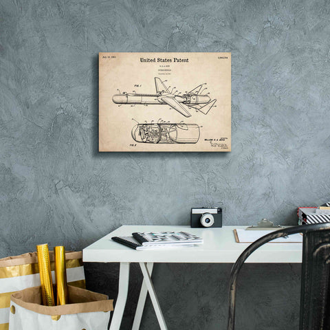 Image of 'Cold War Era Guided Missile Blueprint Patent Parchment,' Canvas Wall Art,16 x 12