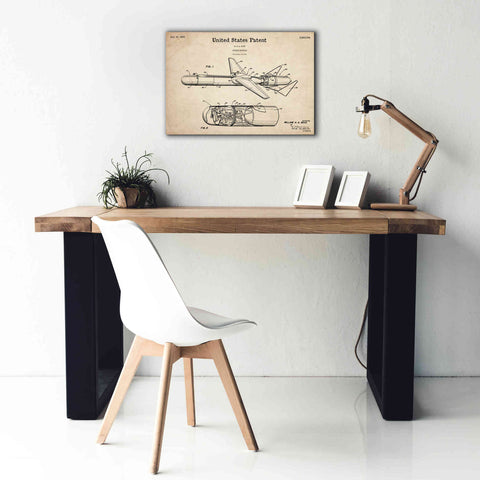 Image of 'Cold War Era Guided Missile Blueprint Patent Parchment,' Canvas Wall Art,26 x 18