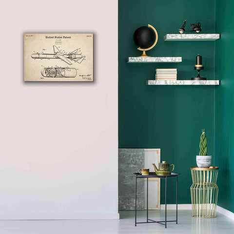 Image of 'Cold War Era Guided Missile Blueprint Patent Parchment,' Canvas Wall Art,26 x 18