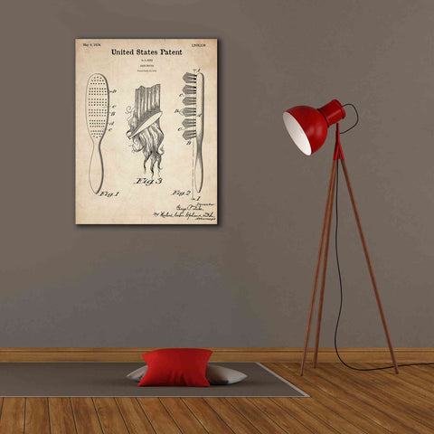 Image of 'Hair Brush Blueprint Patent Parchment,' Canvas Wall Art,26 x 34