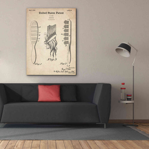 Image of 'Hair Brush Blueprint Patent Parchment,' Canvas Wall Art,40 x 54