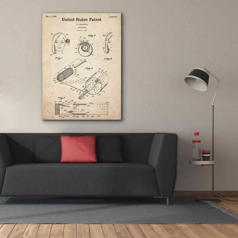 Image of 'Hair Curler Blueprint Patent Parchment,' Canvas Wall Art,40 x 54
