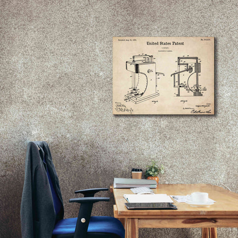 Image of 'Blacksmith's Hammer Blueprint Patent Parchment,' Canvas Wall Art,34 x 26
