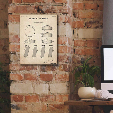 Image of 'Hockey Puck Blueprint Patent Parchment,' Canvas Wall Art,12 x 16