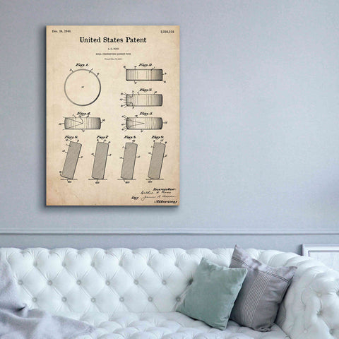 Image of 'Hockey Puck Blueprint Patent Parchment,' Canvas Wall Art,40 x 54
