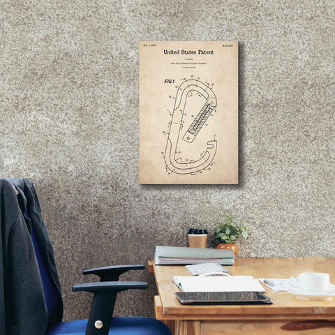 Image of 'Climbing Hook Blueprint Patent Parchment,' Canvas Wall Art,18 x 26