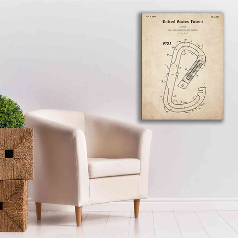 Image of 'Climbing Hook Blueprint Patent Parchment,' Canvas Wall Art,26 x 34