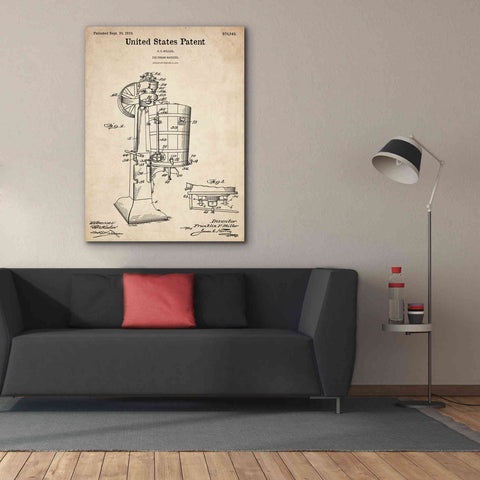 Image of 'Ice Cream Machine Blueprint Patent Parchment,' Canvas Wall Art,40 x 54
