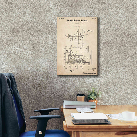 Image of 'Integrated Circuit Blueprint Patent Parchment,' Canvas Wall Art,18 x 26