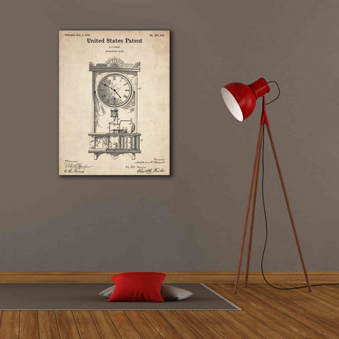 Image of 'Mantel Clock Blueprint Patent Parchment,' Canvas Wall Art,26 x 34