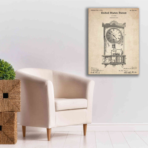 Image of 'Mantel Clock Blueprint Patent Parchment,' Canvas Wall Art,26 x 34
