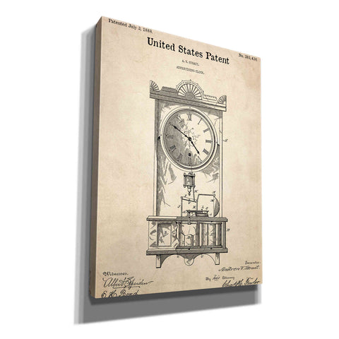 Image of 'Mantel Clock Blueprint Patent Parchment,' Canvas Wall Art,12x16x1.1x0,18x26x1.1x0,26x34x1.74x0,40x54x1.74x0