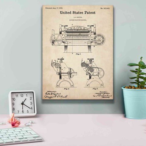 Image of 'Leather Splitting Machine Blueprint Patent Parchment,' Canvas Wall Art,12 x 16