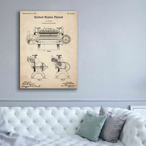 Image of 'Leather Splitting Machine Blueprint Patent Parchment,' Canvas Wall Art,40 x 54