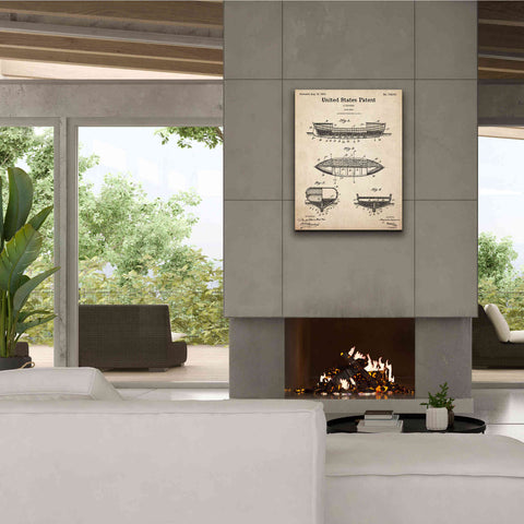 Image of 'Lifeboat Blueprint Patent Parchment,' Canvas Wall Art,26 x 34