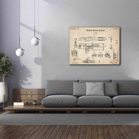 Image of 'Machine Gun Blueprint Patent Parchment,' Canvas Wall Art,54 x 40