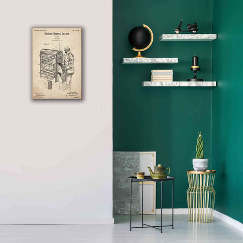 Image of 'Mailbox Blueprint Patent Parchment,' Canvas Wall Art,18 x 26