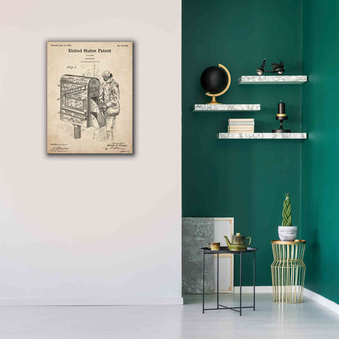 Image of 'Mailbox Blueprint Patent Parchment,' Canvas Wall Art,26 x 34