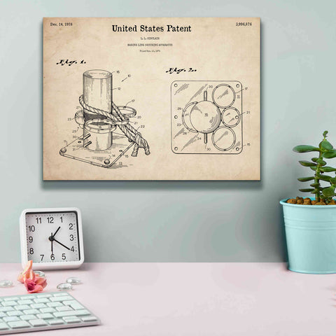 Image of 'Marine Line Secure Device Blueprint Patent Parchment,' Canvas Wall Art,16 x 12