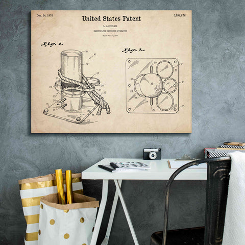 Image of 'Marine Line Secure Device Blueprint Patent Parchment,' Canvas Wall Art,34 x 26