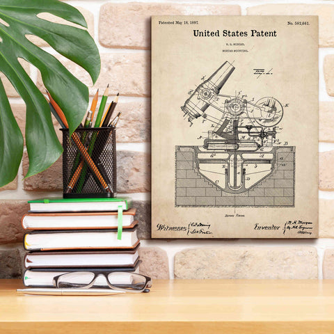 Image of 'Mortar Mounting Blueprint Patent Parchment,' Canvas Wall Art,12 x 16