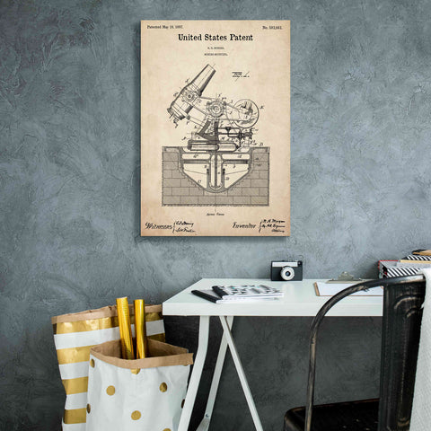 Image of 'Mortar Mounting Blueprint Patent Parchment,' Canvas Wall Art,18 x 26
