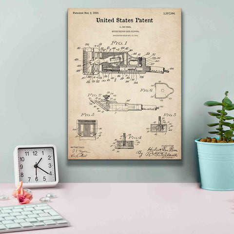 Image of 'Motor Hair Clipper Blueprint Patent Parchment,' Canvas Wall Art,12 x 16