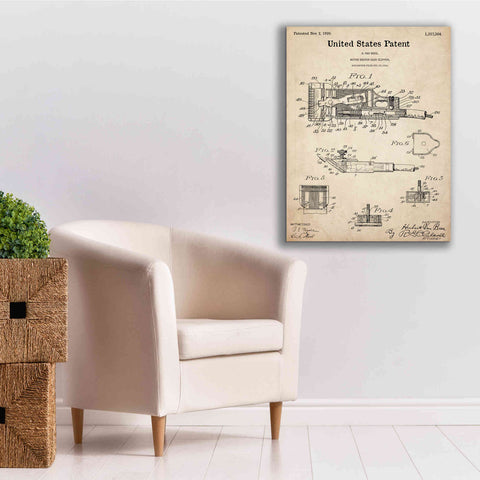 Image of 'Motor Hair Clipper Blueprint Patent Parchment,' Canvas Wall Art,26 x 34