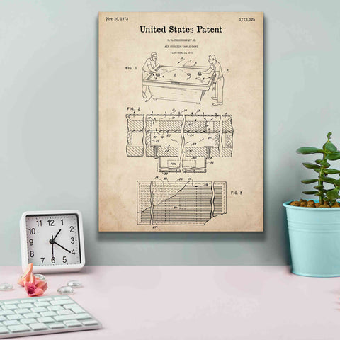 Image of 'Air Hockey Blueprint Patent Parchment,' Canvas Wall Art,12 x 16