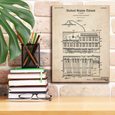 Image of 'Keyboard Instrument Blueprint Patent Parchment,' Canvas Wall Art,12 x 16