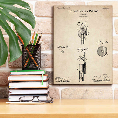 Image of 'Ophthalmoscope Blueprint Patent Parchment,' Canvas Wall Art,12 x 16