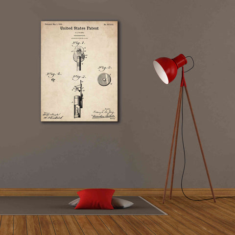Image of 'Ophthalmoscope Blueprint Patent Parchment,' Canvas Wall Art,26 x 34