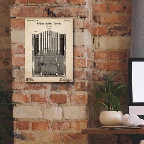 Image of 'Pipe Organ Blueprint Patent Parchment,' Canvas Wall Art,12 x 16