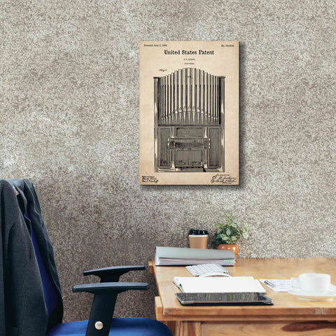 Image of 'Pipe Organ Blueprint Patent Parchment,' Canvas Wall Art,18 x 26