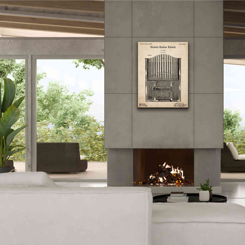 Image of 'Pipe Organ Blueprint Patent Parchment,' Canvas Wall Art,26 x 34